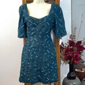 NWT $216 Deela Dark Green Dress CONDITIONS APPLY ANTHROPOLOGIE XS 2 4